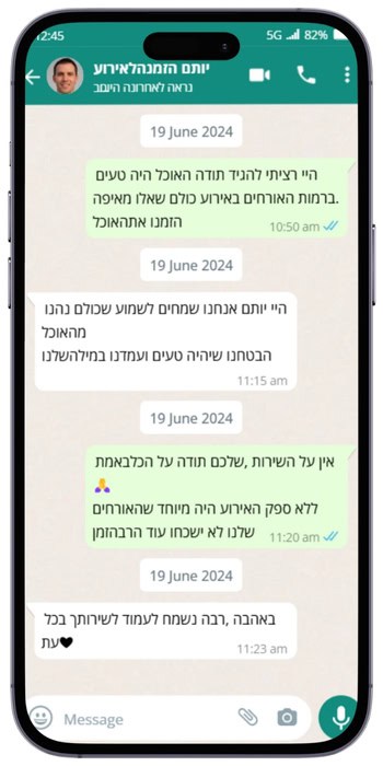 המלצת ווטסאפ 5 עבור מסעדת פינת הצלע הזמנת אוכל מוכן לשבת